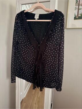 Anthropologie Black and white Polka Dot Women's blouse. New without tags.